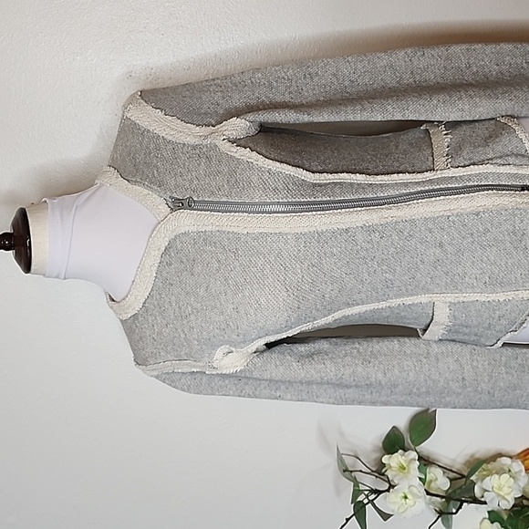 Lucky Lotus Lucky Brand Assymetrical French Terry Moto Jacket Bohemian Summer - Picture 2 of 11